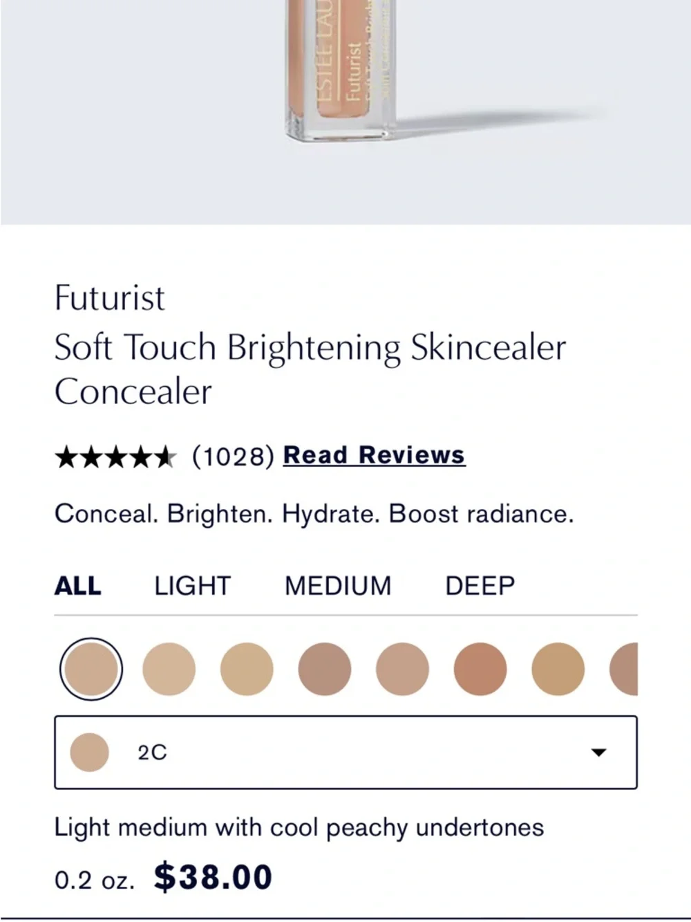 Estee Lauder 2C‎ Futurist Soft Touch Brightening Skincealer Concealer New in Box